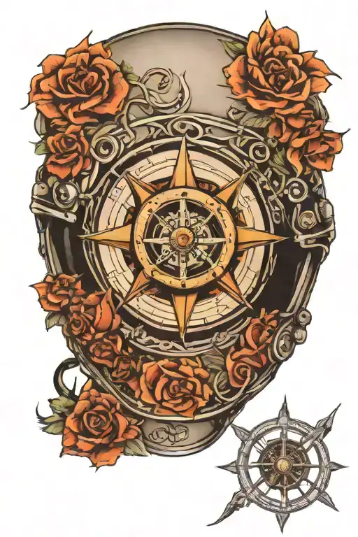 Compass War Rose Motorcycle Helmet Adorned