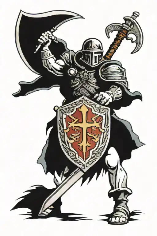 An Injured Warrior Holding A Sword And Shield