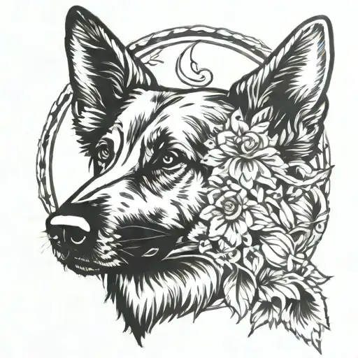 Outline Of German Shepherd And Golden Retriever Head