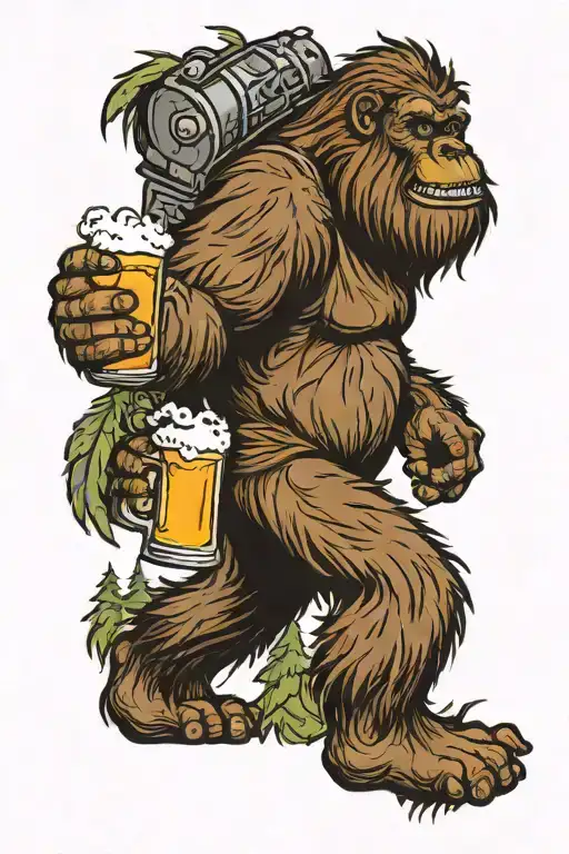Bigfoot Drinking Beer