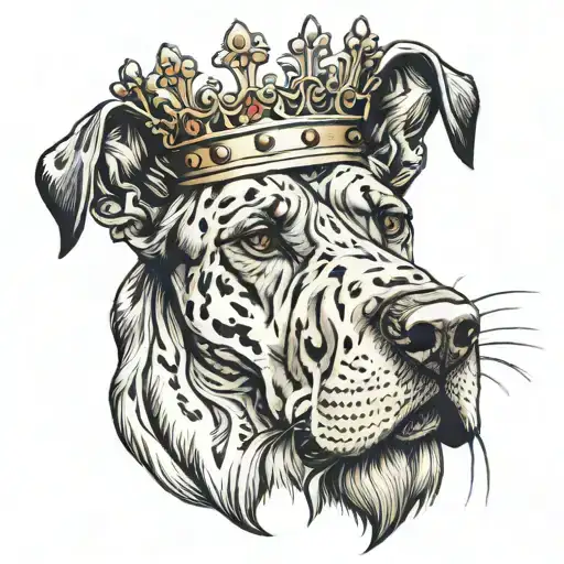 Great Dane Face In Lion Wearing A Crown