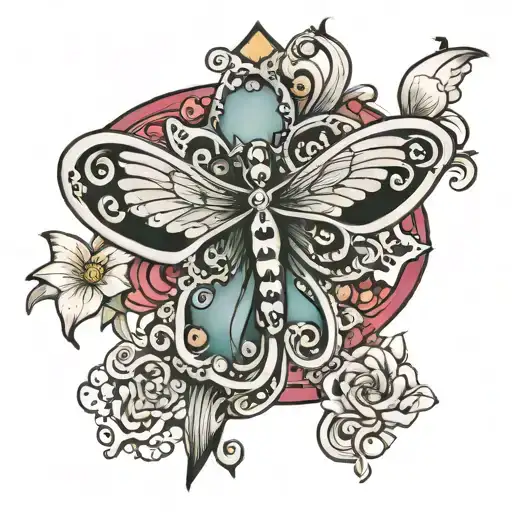 Cross With A Simi Colon Butterfly