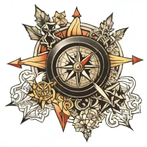 Compass And Diamond For Men's Forearm