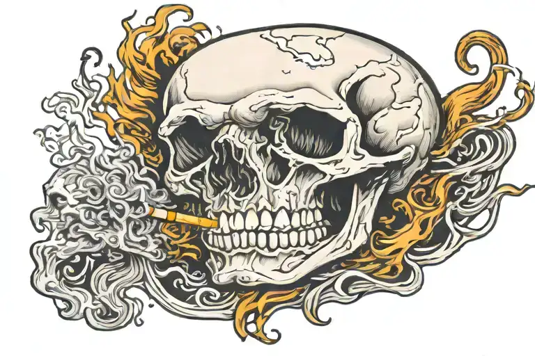 Van Gough Skull Smoking Cigarette