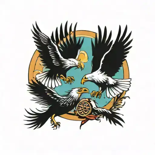 Fish And Eagle Hunting Each Other