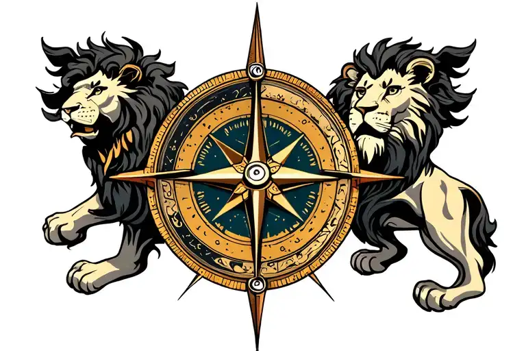 Lion Compass Surrounded