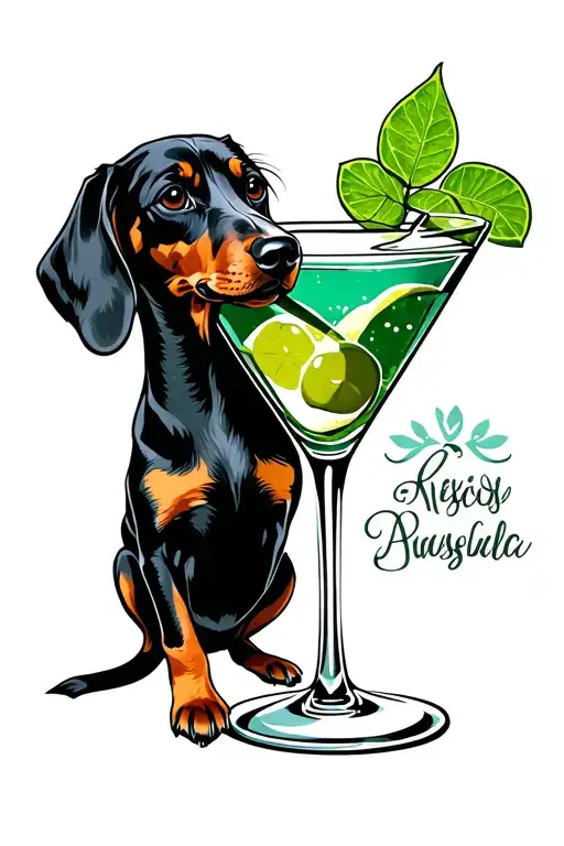 Dachshund In A Martini Glass