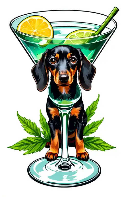 Dachshund Inside Of A Martini Glass