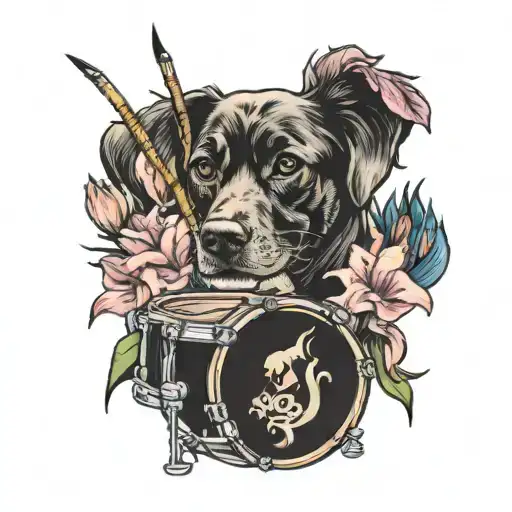 Gladiolus Flower Drums Music Dog Labrador