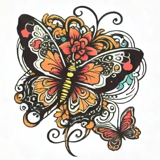 Butterfly And Love Hearts