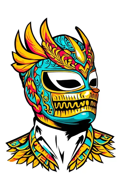 Luchador Wearing Bright Colors Looking Into Distance