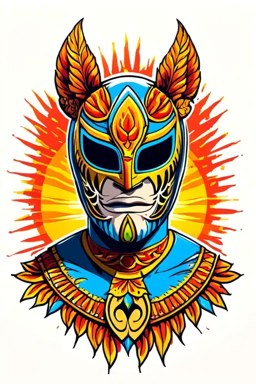 Luchador Wearing Bright Colors Sunset