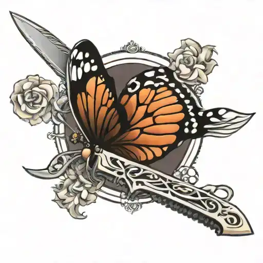 Balisong Knife With Butterfly Flying