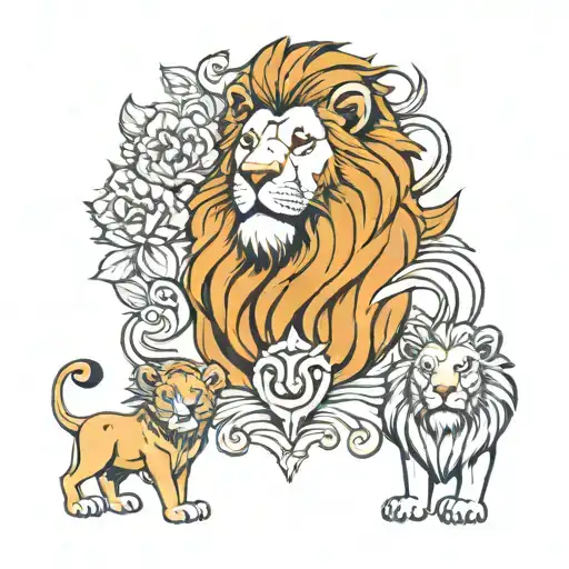 Lion Background Dad With 2 Boys And A Girl