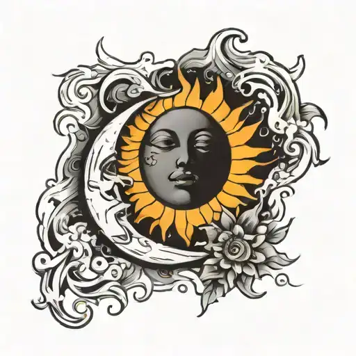 Moon And Sun Setting