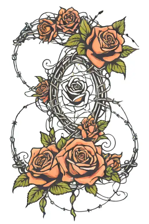 Roses Surrounded By Barbed Wire