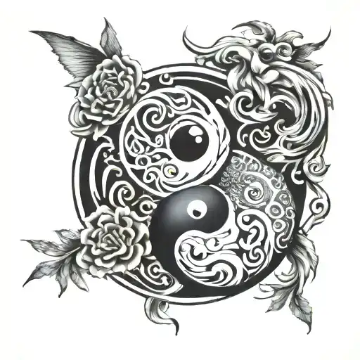 Faces Into Ying Yang Symbol