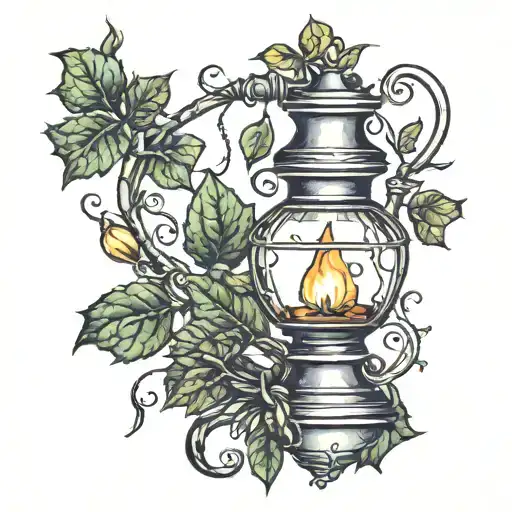 Oil Lamp Wrapped In Ivy