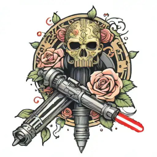 Lightsaber With Flowers Surrounding