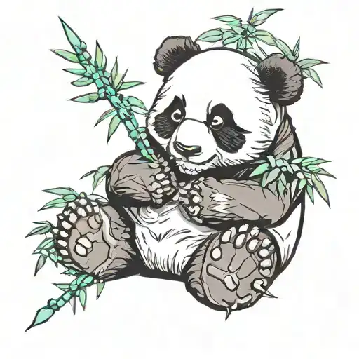 Panda With Bamboo