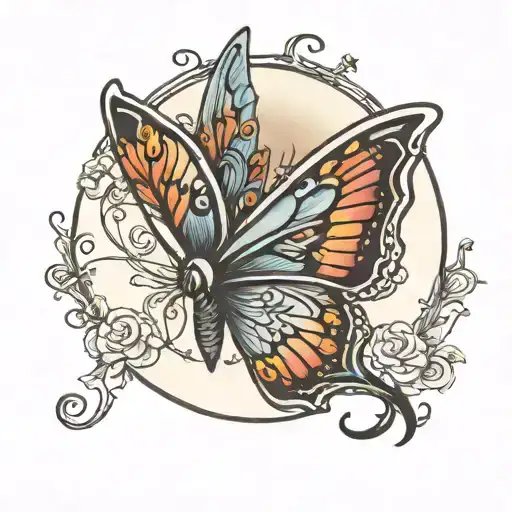 Moon Butterfly Flying