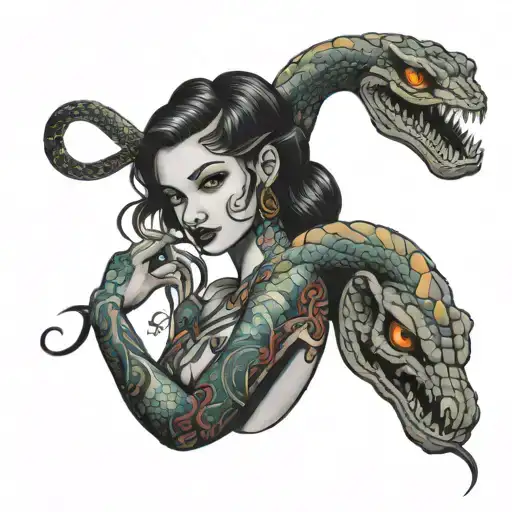 Woman With Snake Tattoo