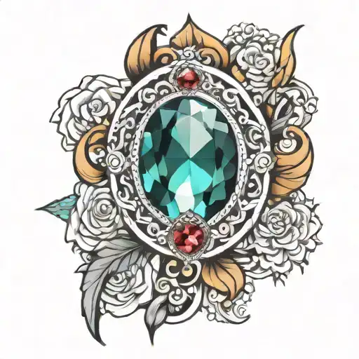 Broach Gem Stone Surrounded