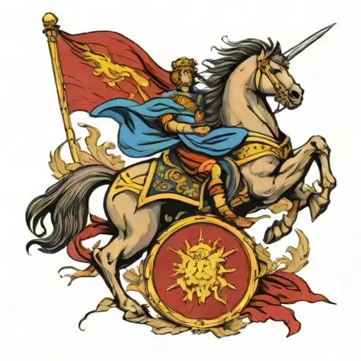 Alexander The Great With Flag Of North Macedonia