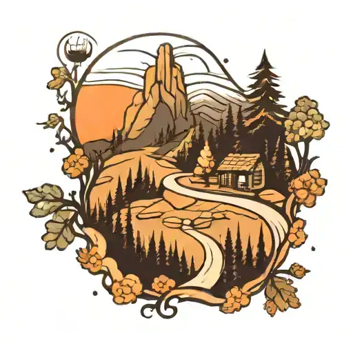 Mountain Road At Night Lined With Trees