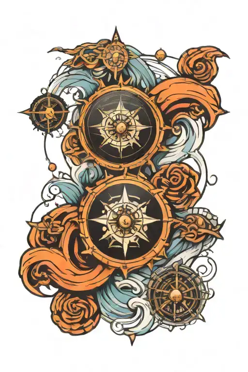 Wave And Compass Surrounded