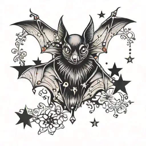 Bat With Jewels And Stars