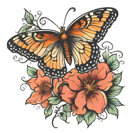 Butterfly And Flowers Forming
