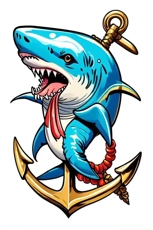 Sailor Shark Biting Anchor