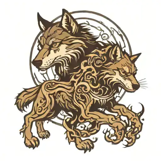 Wolf And Beast Shadowed In Darkness