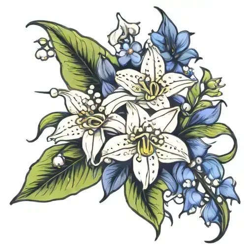 Flower Lilly Of The Valley And Larkspur Flower