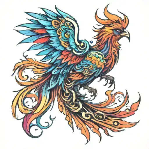 Create A Drawing Of A Colorful Phoenix Back Tattoo For Men Tattoo