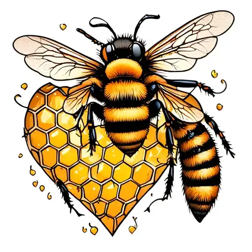 Honey Comb Heart Bees