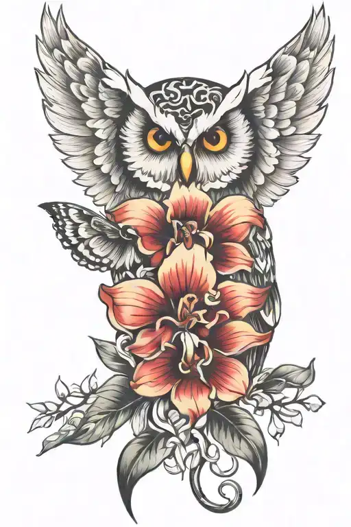 Vanilla Orchid With Owl