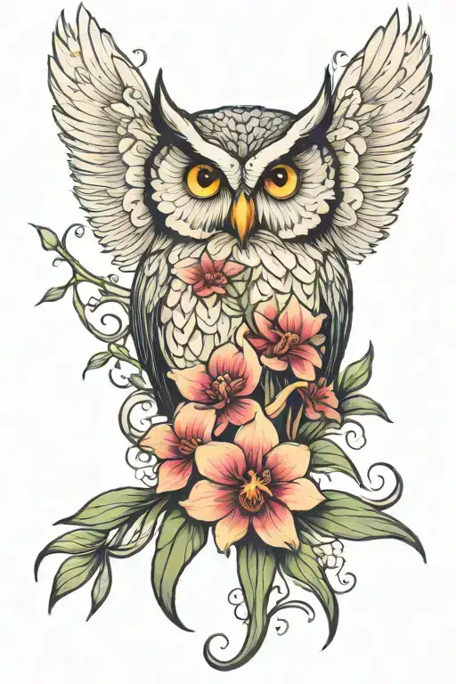 Vanilla Orchid With Owl