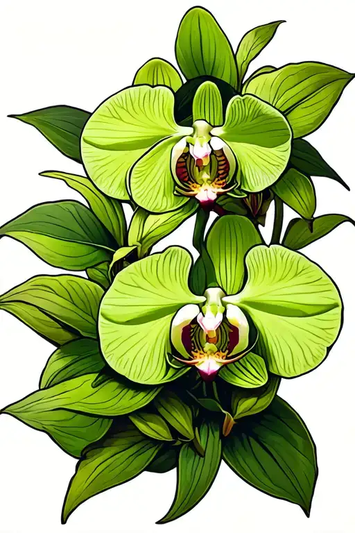 Green Orchids Intertwined