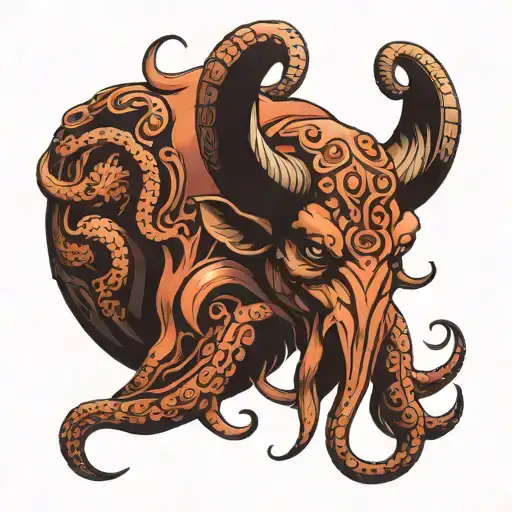 Aries Tattoo Angry Bull And Octopus