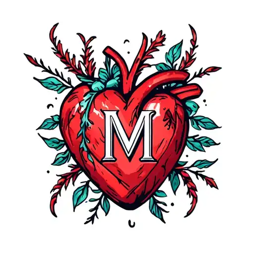 Heart With A Letter M Inside