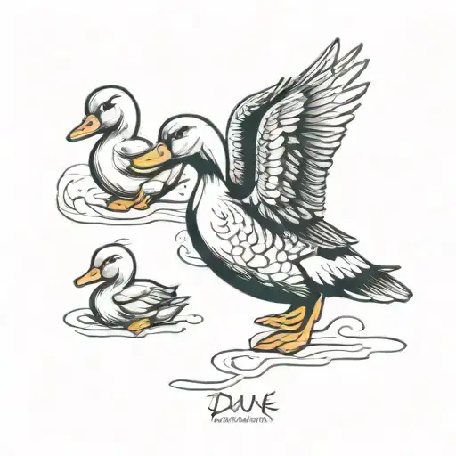 Duck Followed By 3 Duckies