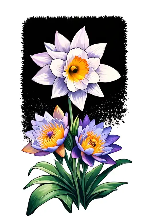 Daffodils Larkspur Water Lily Flowers