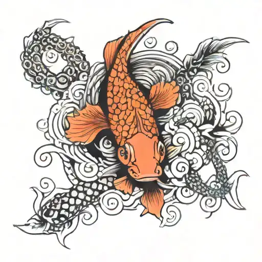 Koi Fish And Dragon