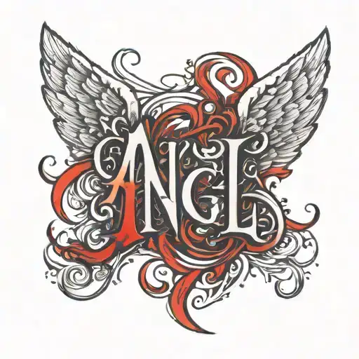 The Word Angel With A Blurred Effect With The Last Two Letters In Red