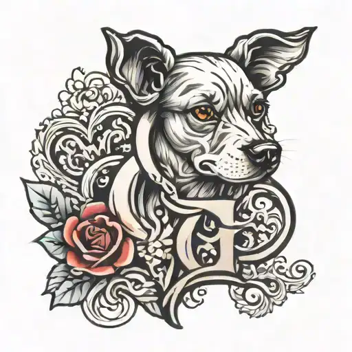 Letter G With Heart And Dog