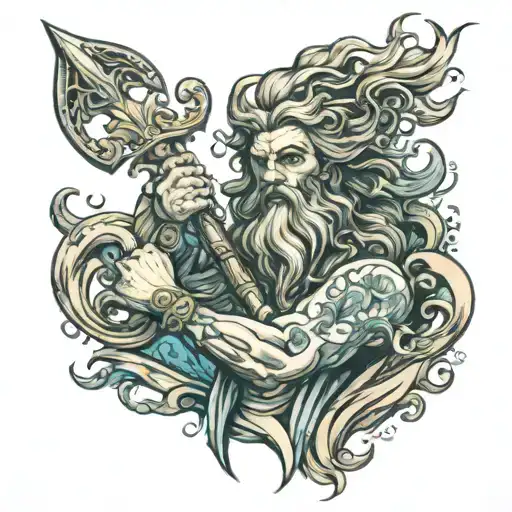 Poseidon Holding A Trident