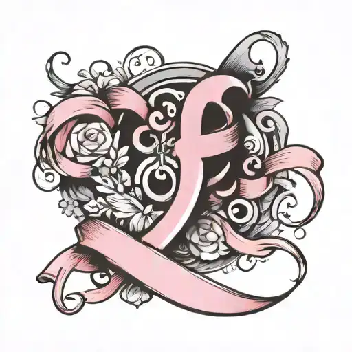 Pink Ribbon And Letter E