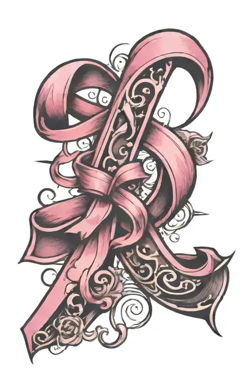 Pink Cancer Ribbon And Letter E